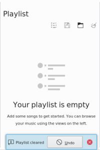 Notification to allow undo a cleared playlist operation